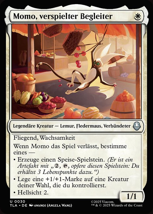 Momo, verspielter Begleiter (Momo, Playful Pet) - Avatar: The Last Airbender (#30) - Illustrated by Awanqi (Angela Wang) - Magic: The Gathering Card