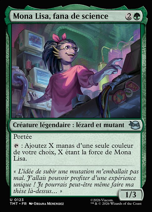 Mona Lisa, fana de science (Mona Lisa, Science Geek) - Teenage Mutant Ninja Turtles (#123) - Illustrated by Oriana Menendez - Magic: The Gathering Card