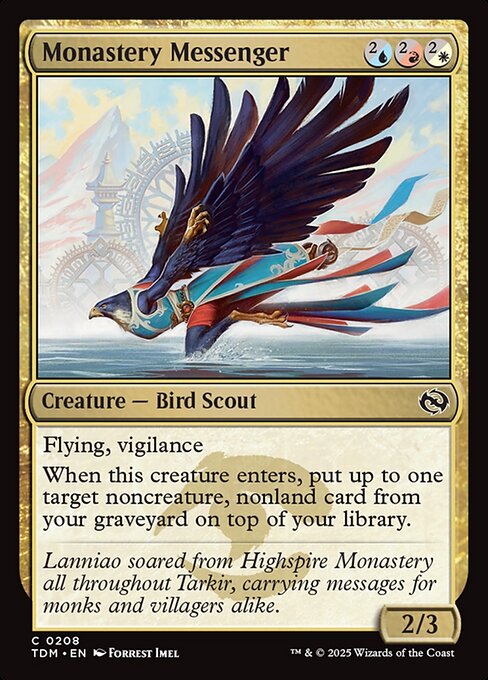 Klosterbote (Monastery Messenger) - Tarkir: Dragonstorm (#208) - Illustrated by Forrest Imel - Magic: The Gathering Card