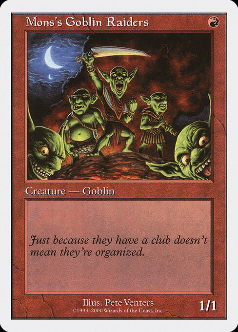 Mons's Goblin Raiders - Starter 2000 (#32) - Illustrated by Pete Venters - Magic: The Gathering Card