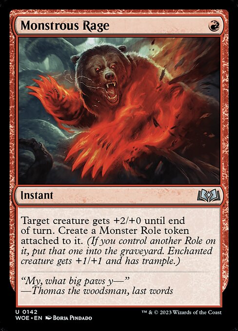 Monstrous Rage - Wilds of Eldraine (#142) - Illustrated by Borja Pindado - Magic: The Gathering Card