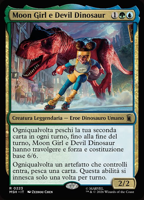Moon Girl e Devil Dinosaur (Moon Girl and Devil Dinosaur) - Marvel Super Heroes (#223) - Illustrated by Zezhou Chen - Magic: The Gathering Card