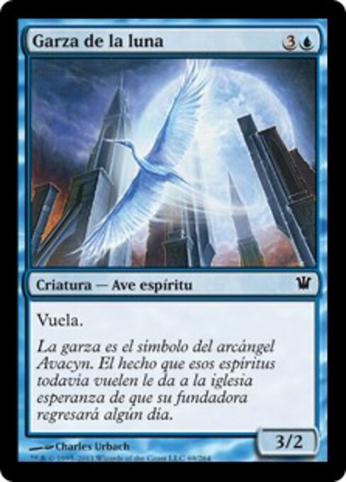 Héron lunaire (Moon Heron) - Innistrad (#69) - Illustrated by Charles Urbach - Magic: The Gathering Card