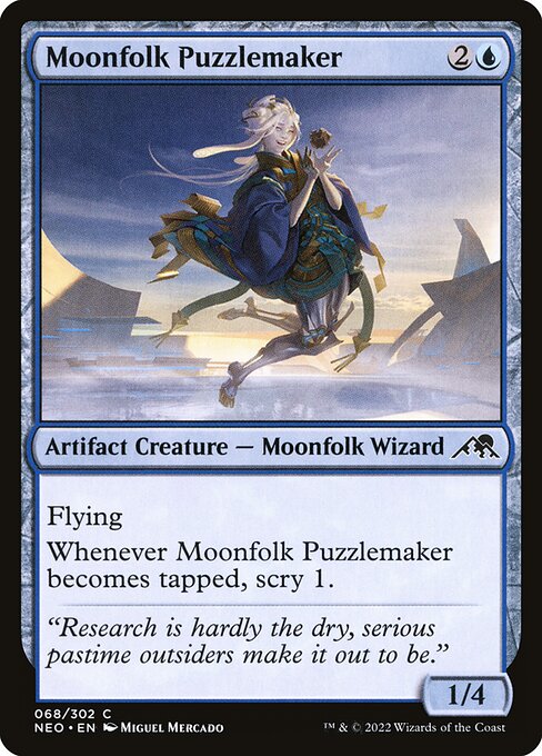 Moonfolk Puzzlemaker - Kamigawa: Neon Dynasty (#68) - Illustrated by Miguel Mercado - Magic: The Gathering Card