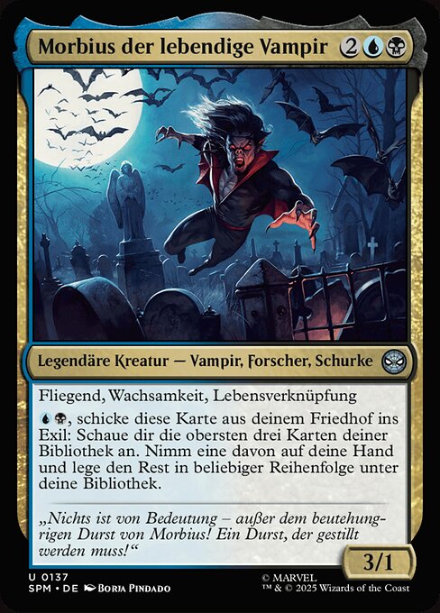 Tearle, Entropic Hunger (Morbius the Living Vampire) - Through the Omenpaths (#156) - Illustrated by Andrey Kuzinskiy - Magic: The Gathering Card