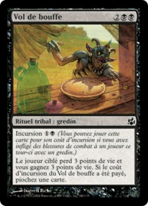 Robar un bocado (Morsel Theft) - Morningtide (#68) - Illustrated by Darrell Riche - Magic: The Gathering Card