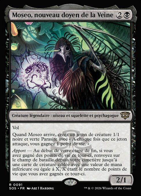 Moseo, nouveau doyen de la Veine (Moseo, Vein's New Dean) - Secrets of Strixhaven (#91) - Illustrated by Abz J Harding - Magic: The Gathering Card