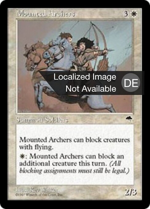 Berittene Bogenschützen (Mounted Archers) - Tempest (#30) - Illustrated by Kev Walker - Magic: The Gathering Card