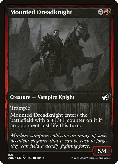 乘驹恐惧骑士 (Mounted Dreadknight) - Innistrad: Midnight Hunt (#150) - Illustrated by Josu Hernaiz - Magic: The Gathering Card