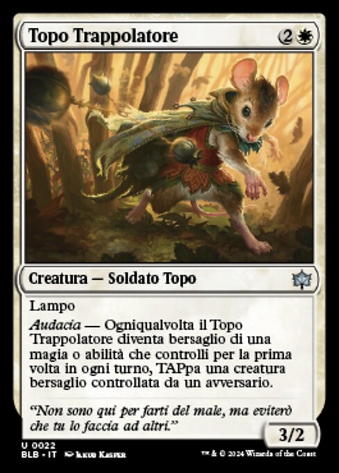 Topo Trappolatore (Mouse Trapper) - Bloomburrow (#22) - Illustrated by Jakub Kasper - Magic: The Gathering Card