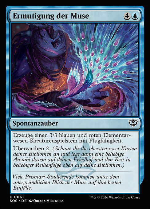 ミューズの激励 (Muse's Encouragement) - Secrets of Strixhaven (#61) - Illustrated by Oriana Menendez - Magic: The Gathering Card