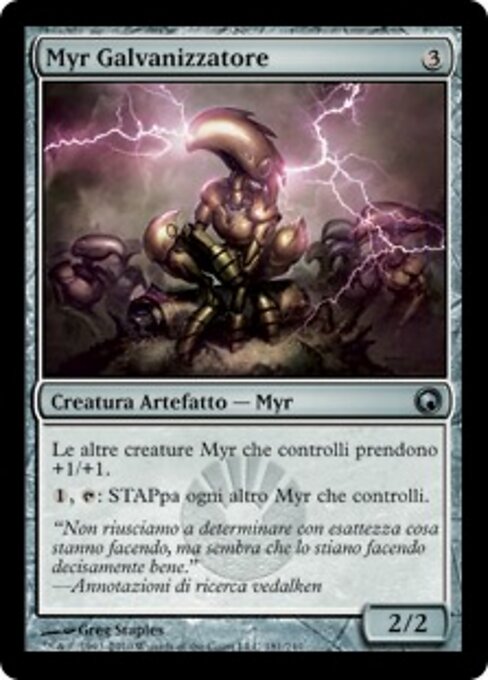 Гальванизатор Миэров (Myr Galvanizer) - Scars of Mirrodin (#181) - Illustrated by Greg Staples - Magic: The Gathering Card