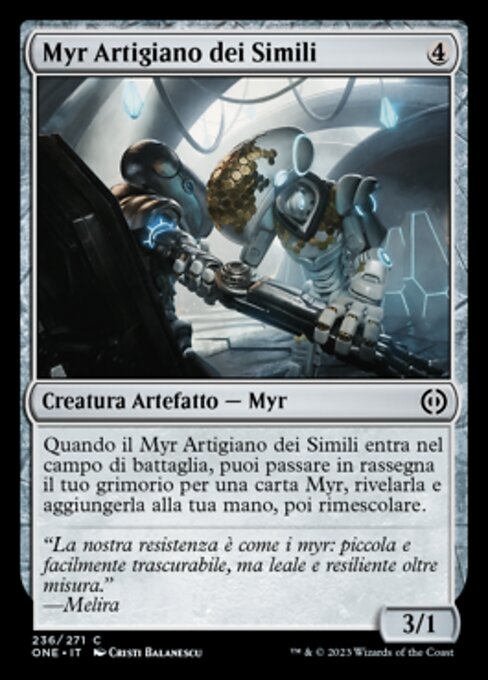 マイアの同族鍛冶 (Myr Kinsmith) - Phyrexia: All Will Be One (#236) - Illustrated by Cristi Balanescu - Magic: The Gathering Card