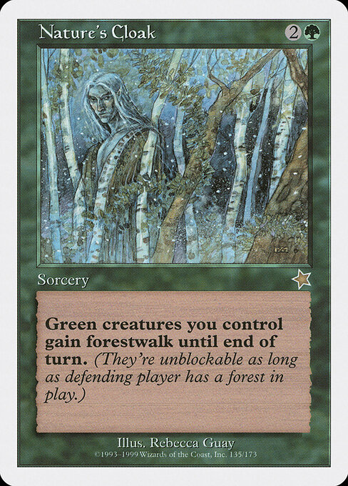 Nature's Cloak - Starter 1999 (#135) - Illustrated by Rebecca Guay - Magic: The Gathering Card