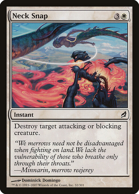 Halsbruch (Neck Snap) - Lorwyn (#32) - Illustrated by Dominick Domingo - Magic: The Gathering Card