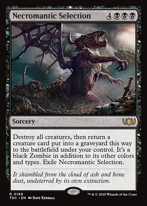 屍術淘汰 (Necromantic Selection) - Tarkir: Dragonstorm Commander (#189) - Illustrated by Dave Kendall - Magic: The Gathering Card