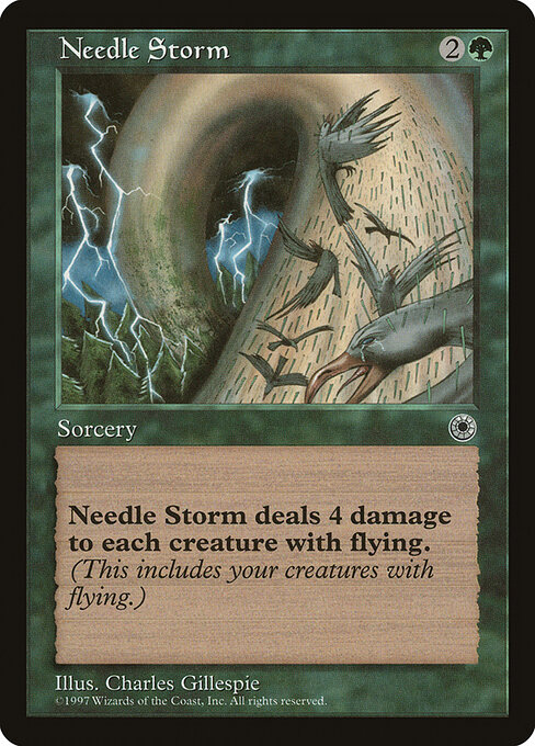Tempesta d'Aghi (Needle Storm) - Ninth Edition (#259) - Illustrated by Val Mayerik - Magic: The Gathering Card