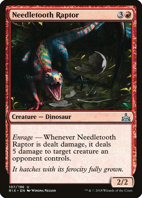 Raptor Aguilhodonte (Needletooth Raptor) - Rivals of Ixalan (#107) - Illustrated by Winona Nelson - Magic: The Gathering Card