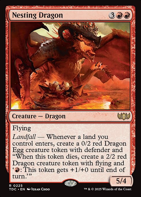 Nesting Dragon - Tarkir: Dragonstorm Commander (#225) - Illustrated by Jehan Choo - Magic: The Gathering Card