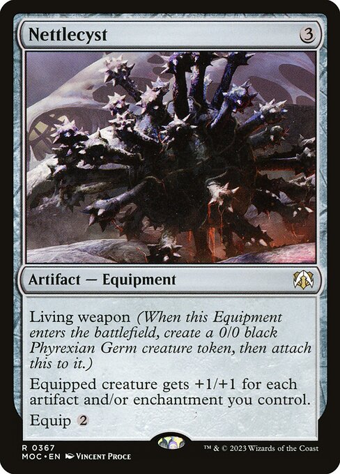 Cisto Urtigueiro (Nettlecyst) - March of the Machine Commander (#367) - Illustrated by Vincent Proce - Magic: The Gathering Card