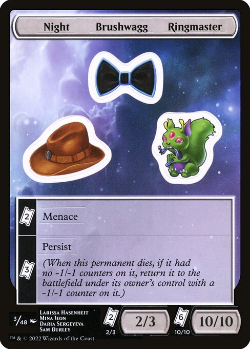 Night Brushwagg Ringmaster - Unfinity Sticker Sheets (#3) - Illustrated by Larissa Hasenheit & Mina Jeon - Magic: The Gathering Card