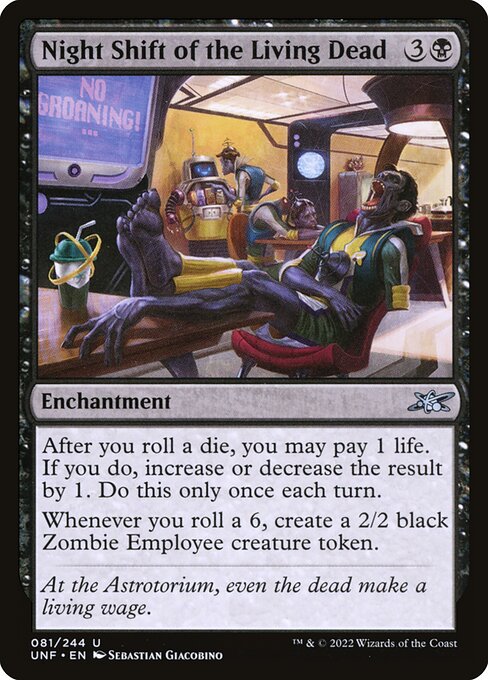 Night Shift of the Living Dead - Unfinity (#81) - Illustrated by Sebastian Giacobino - Magic: The Gathering Card