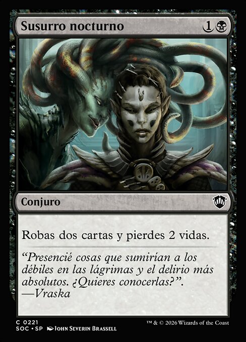 Chuchotements nocturnes (Night's Whisper) - Secrets of Strixhaven Commander (#221) - Illustrated by John Severin Brassell - Magic: The Gathering Card