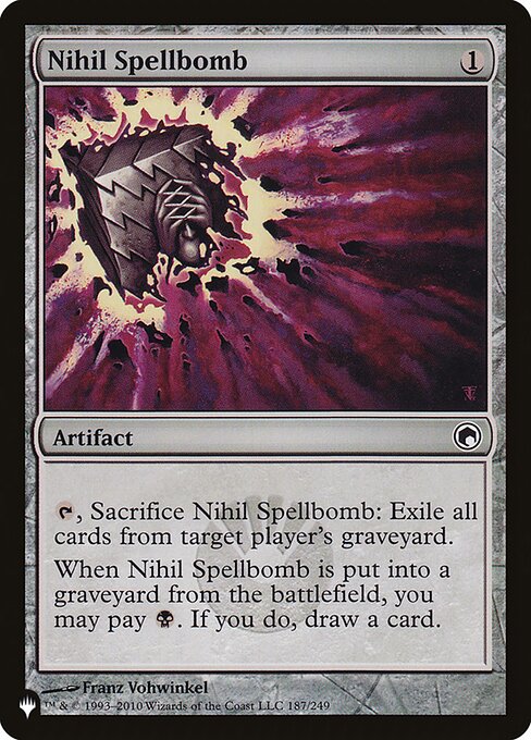 Nihilistische Spruchbombe (Nihil Spellbomb) - Scars of Mirrodin (#187) - Illustrated by Franz Vohwinkel - Magic: The Gathering Card