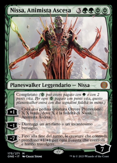 Nissa, animista ascendida (Nissa, Ascended Animist) - Phyrexia: All Will Be One (#339) - Illustrated by Gou Tanabe - Magic: The Gathering Card