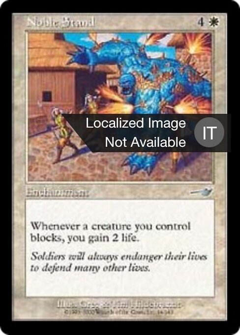 Ehrenvolles Entgegenstemmen (Noble Stand) - Nemesis (#14) - Illustrated by Greg Hildebrandt & Tim Hildebrandt - Magic: The Gathering Card
