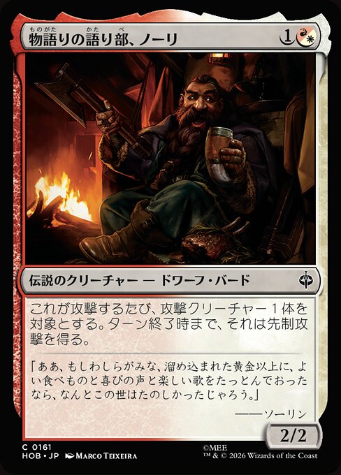 物語りの語り部、ノーリ (Nori, Teller of Tales) - The Hobbit (#161) - Illustrated by Marco Teixeira - Magic: The Gathering Card