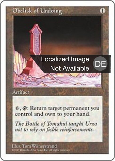 Obelisk of Undoing - Fifth Edition (#392) - Illustrated by Tom Wänerstrand - Magic: The Gathering Card