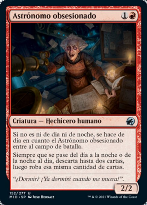 Astronomo Ossessivo (Obsessive Astronomer) - Innistrad: Midnight Hunt (#152) - Illustrated by Josu Hernaiz - Magic: The Gathering Card