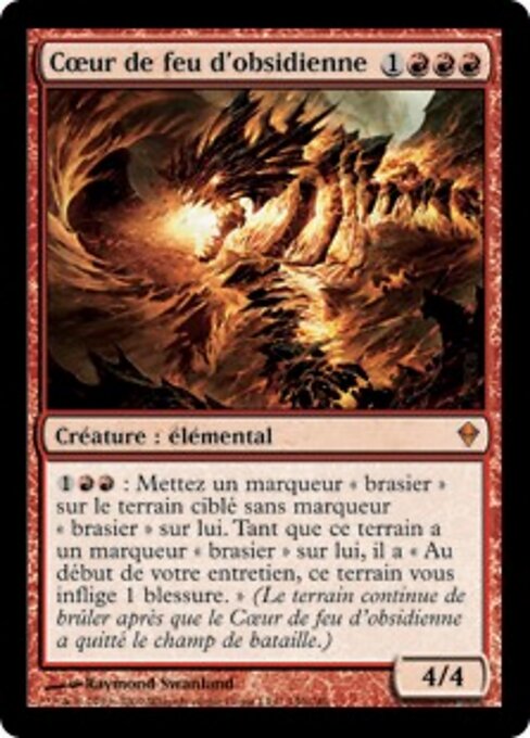 Obsidian-Feuerherz (Obsidian Fireheart) - Zendikar (#140) - Illustrated by Raymond Swanland - Magic: The Gathering Card