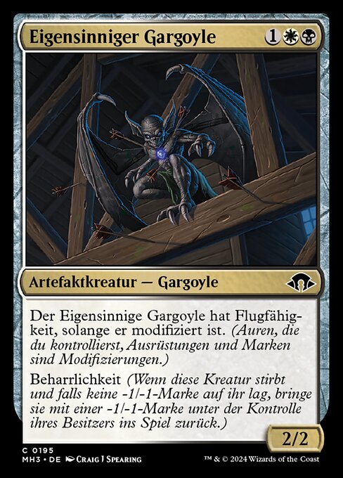 Eigensinniger Gargoyle (Obstinate Gargoyle) - Modern Horizons 3 (#195) - Illustrated by Craig J Spearing - Magic: The Gathering Card
