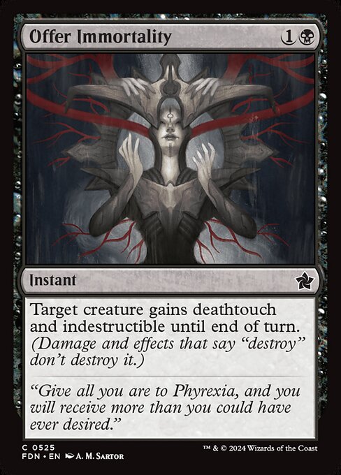 Ofrecer la inmortalidad (Offer Immortality) - Foundations (#525) - Illustrated by A. M. Sartor - Magic: The Gathering Card