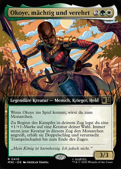 Okoye, puissante et adorée (Okoye, Mighty and Adored) - Marvel Super Heroes Commander (#89) - Illustrated by Aniekan Udofia - Magic: The Gathering Card
