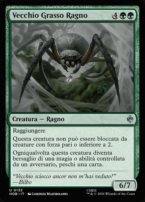 Vecchio Grasso Ragno (Old Fat Spider) - The Hobbit (#132) - Illustrated by Lorenzo Mastroianni - Magic: The Gathering Card