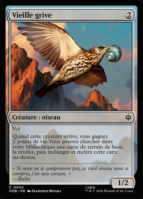 Vieille grive (Old Thrush) - The Hobbit (#2) - Illustrated by Francisco Miyara - Magic: The Gathering Card