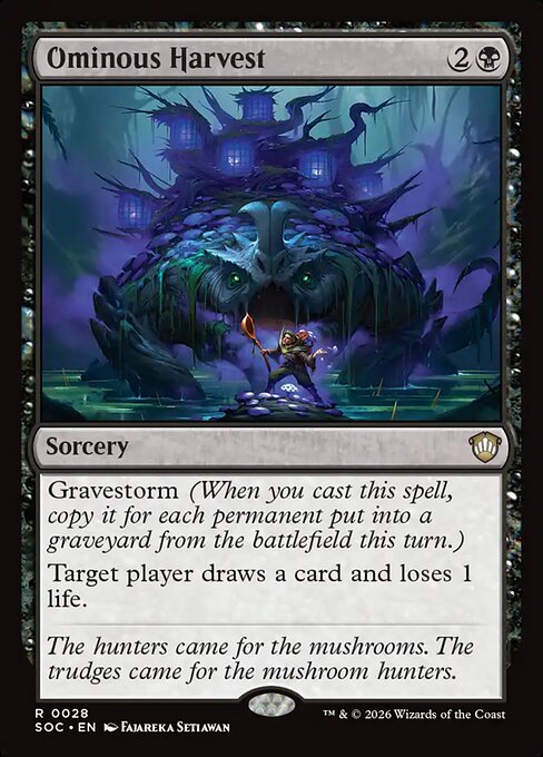 Cosecha aciaga (Ominous Harvest) - Secrets of Strixhaven Commander (#28) - Illustrated by Fajareka Setiawan - Magic: The Gathering Card