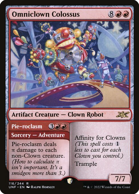 Omniclown Colossus // Pie-roclasm - Unfinity (#116) - Illustrated by Ralph Horsley - Magic: The Gathering Card