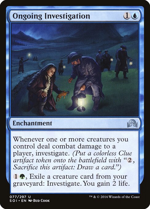 Laufende Ermittlungen (Ongoing Investigation) - Shadows over Innistrad (#77) - Illustrated by Bud Cook - Magic: The Gathering Card