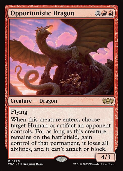 Besitzergreifender Drache (Opportunistic Dragon) - Tarkir: Dragonstorm Commander (#228) - Illustrated by Chris Rahn - Magic: The Gathering Card
