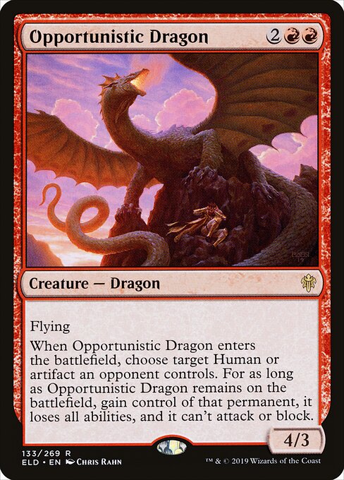 Drago Opportunista (Opportunistic Dragon) - Throne of Eldraine (#133) - Illustrated by Chris Rahn - Magic: The Gathering Card