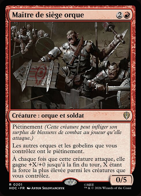 Orco Maestro d'Assedio (Orcish Siegemaster) - Tales of Middle-earth Commander (#33) - Illustrated by Anton Solovianchyk - Magic: The Gathering Card