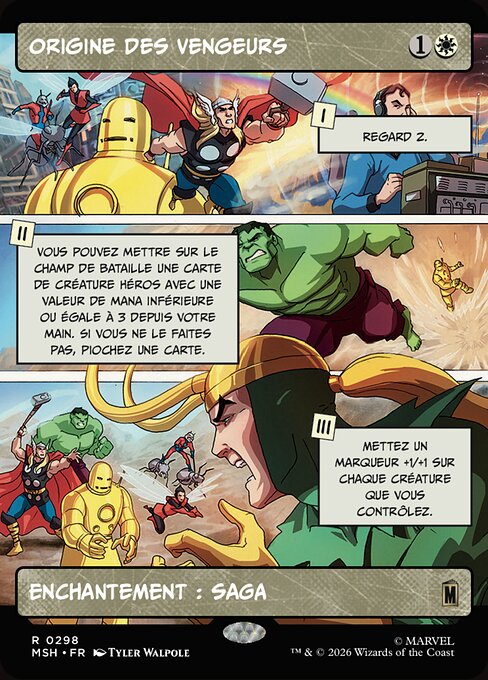 アベンジャーズの始まり (Origin of the Avengers) - Marvel Super Heroes (#298) - Illustrated by Tyler Walpole - Magic: The Gathering Card