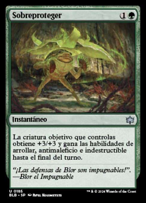 Sobreproteger (Overprotect) - Bloomburrow (#185) - Illustrated by Pavel Kolomeyets - Magic: The Gathering Card