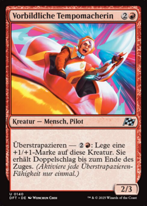 Vorbildliche Tempomacherin (Pacesetter Paragon) - Aetherdrift (#140) - Illustrated by Wonchun Choi - Magic: The Gathering Card