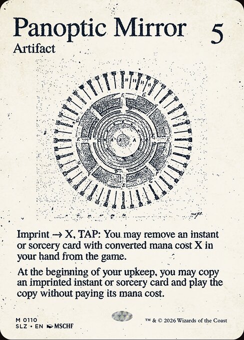 Espejo panóptico (Panoptic Mirror) - Darksteel (#136) - Illustrated by Glen Angus - Magic: The Gathering Card
