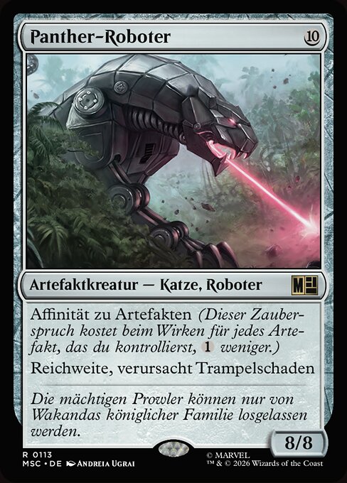Pantera robótica (Panther Robot) - Marvel Super Heroes Commander (#113) - Illustrated by Andreia Ugrai - Magic: The Gathering Card